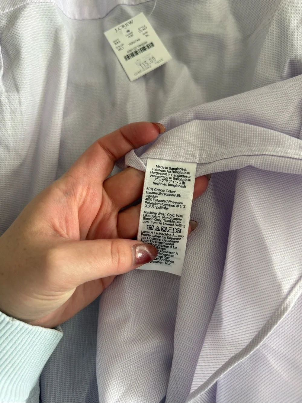 J. Crew Light Lavender Cotton Dress Shirt 17-17.5